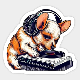 Music cute dog | Black, orange, and yellow Sticker